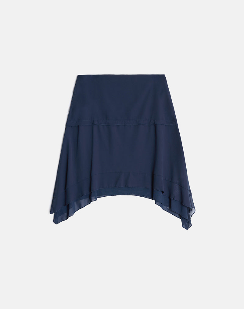 Image of Marella Midi Skirt in Chiffon Blue Graphite