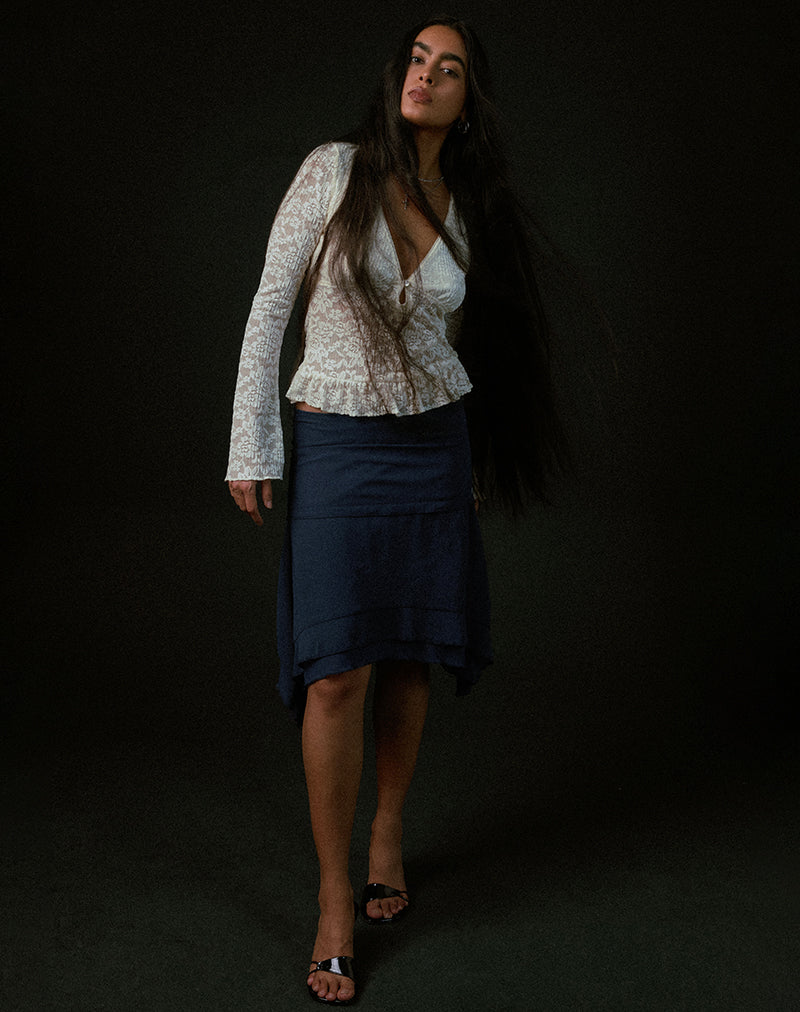 Marella Midi Skirt in Chiffon Blue Graphite