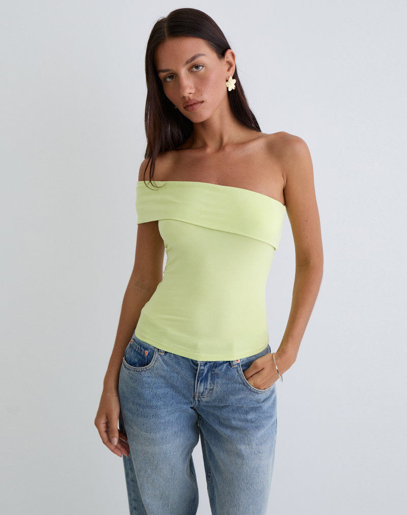 Image of Marga One Shoulder Top in Pistachio