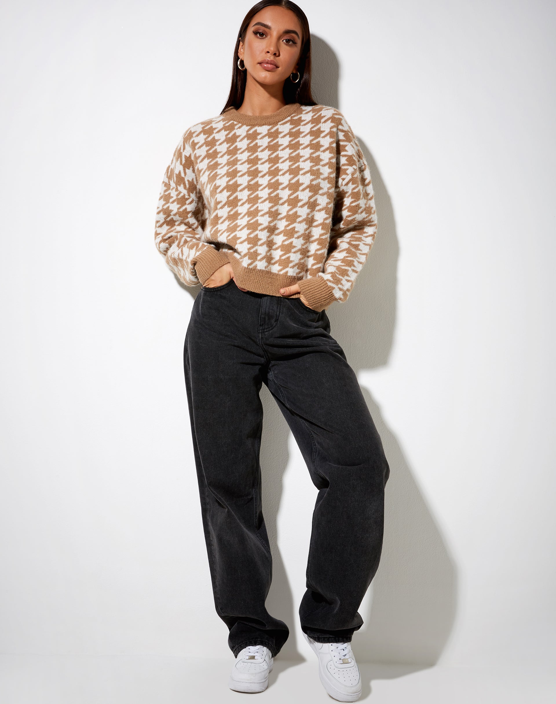 Image of Margo Jumper in Knit Houndstooth Brown