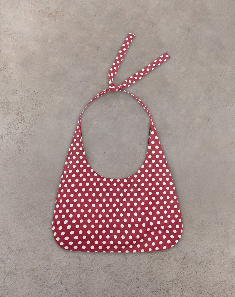 Image of Maris Large Round Bag in Polka Wine