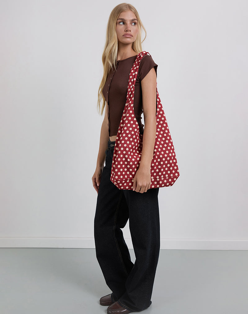 Image of Maris Large Round Bag in Polka Wine