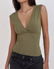 Image of Marti V-Neck Top in Jersey Khaki
