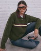 Image of Marvina Jumper in Knit Green with Yellow Stripe
