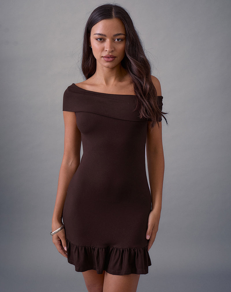 Image of Maufa Mini Dress in Jersey Bitter Chocolate