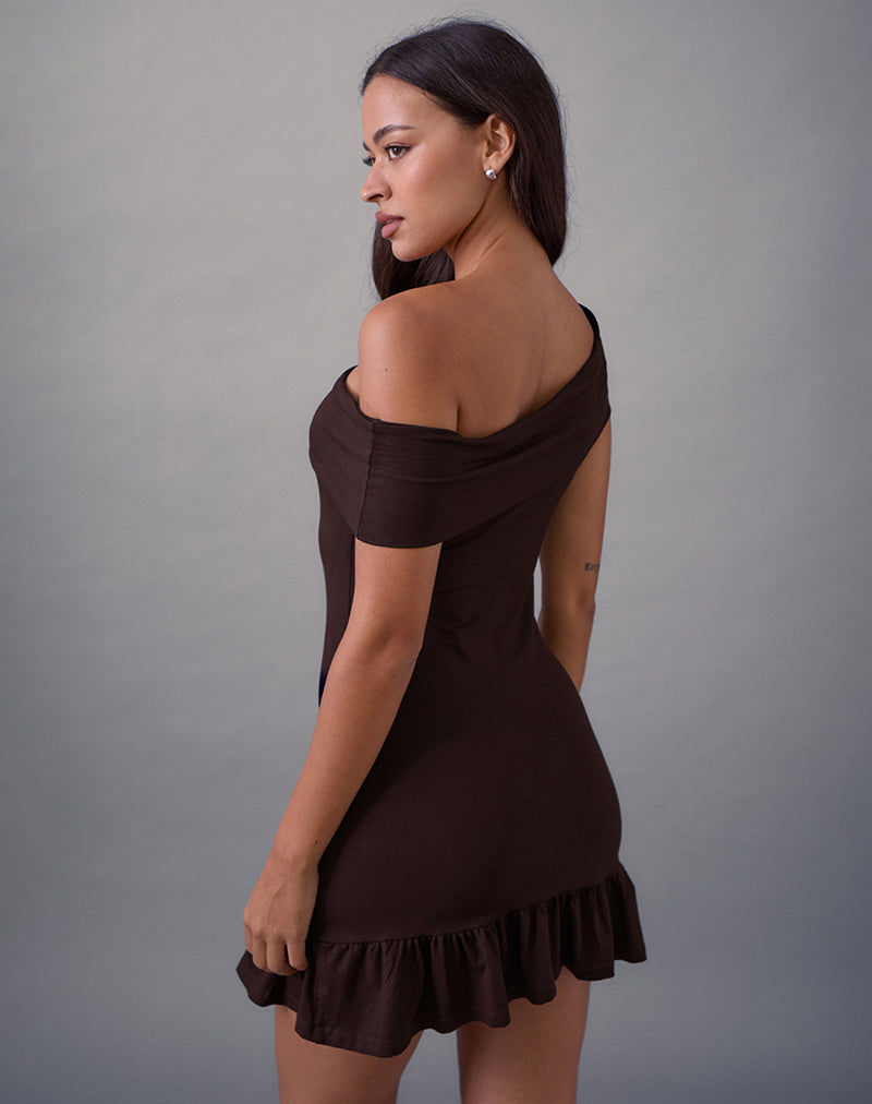 Image of Maufa Mini Dress in Jersey Bitter Chocolate