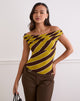 Image of Maurisia Off Shoulder Top in Retro Stripe Yellow