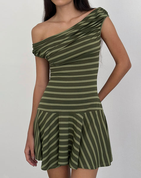 marzy mini dress Green Stripe back style_Back Zip Size:18 month in finish that softens Dress, Versailles Sweetie 36