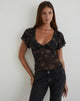Image of Mayari Floaty Top in Black with Bronze Shimmer