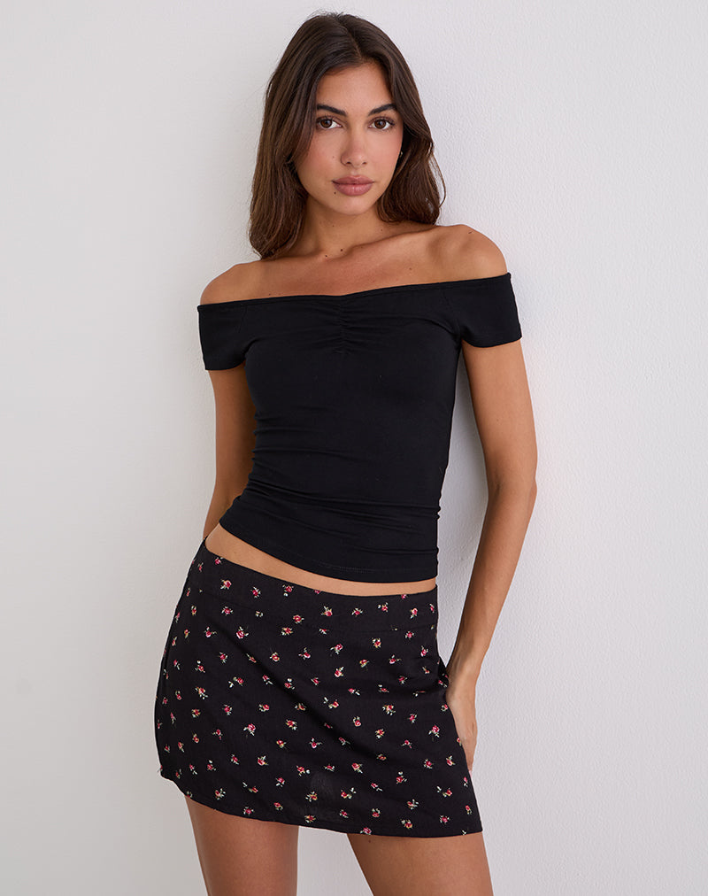 Image of Mayomi Off Shoulder Ruched Top in Black