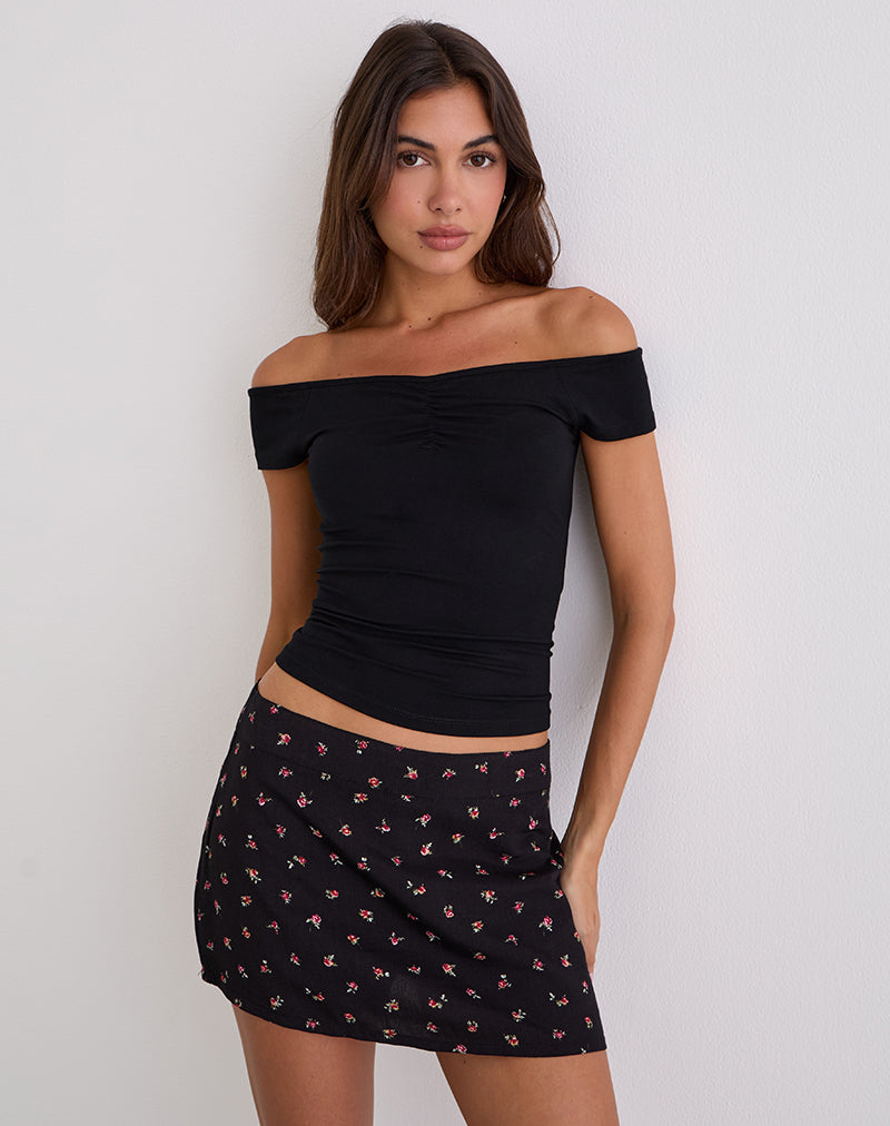 Image of Haruto Skort in Ditsy Rose Garden Black
