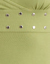 Rayon Jersey Apple Green with Studs