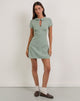 Image of Medora Keyhole Mini Dress in Teal Check