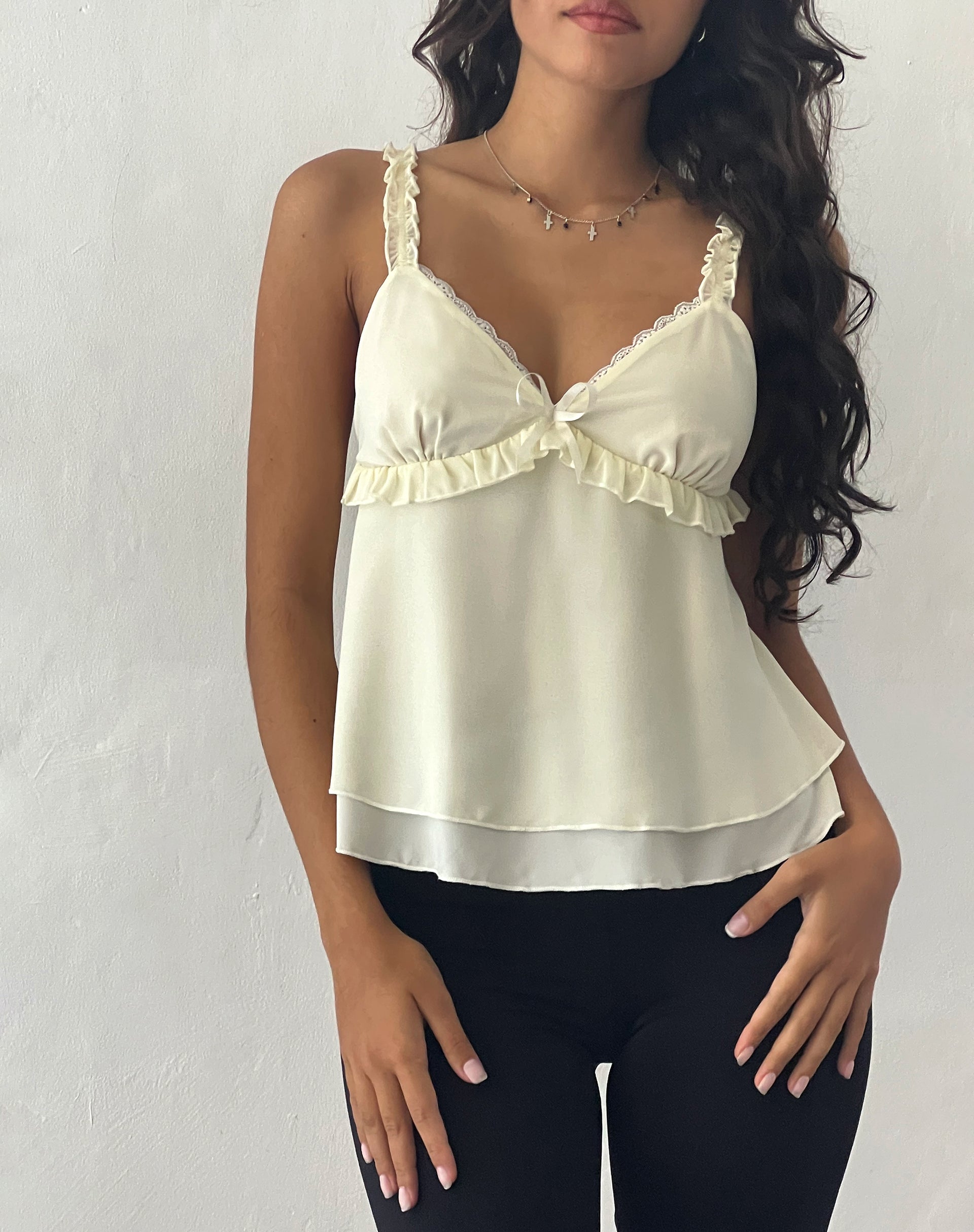 Image of Melinda Frill Edge Cami Top in Ivory
