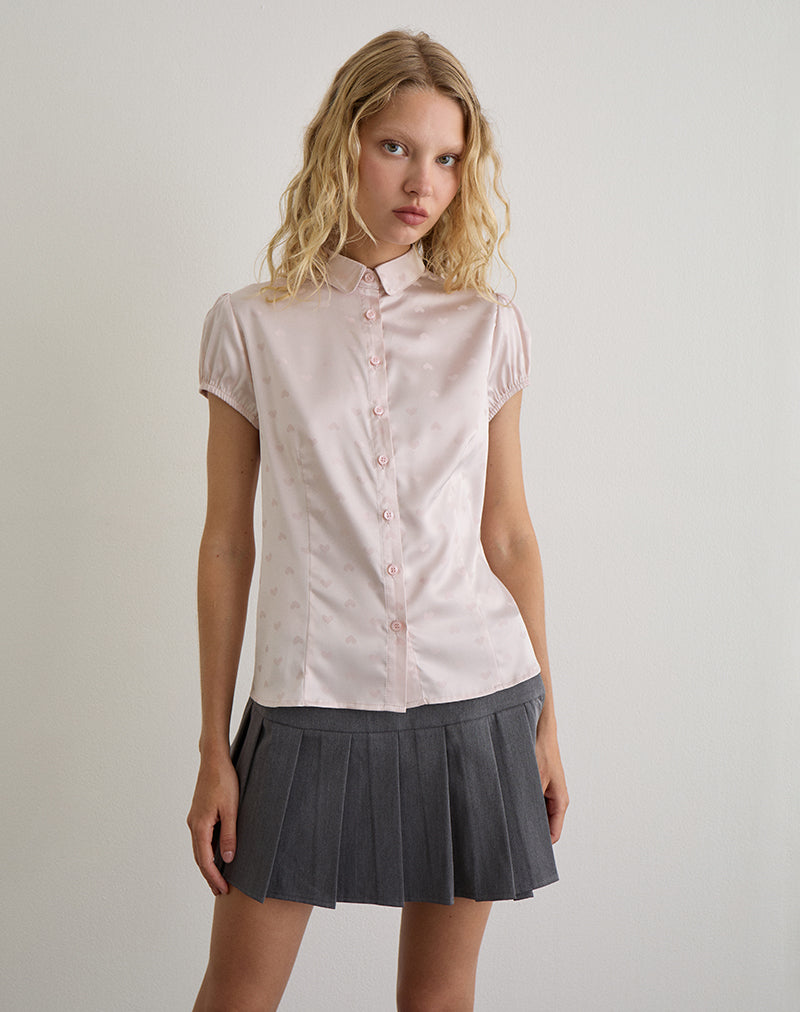 Image of Meline Blouse in Satin Jacquard Pink