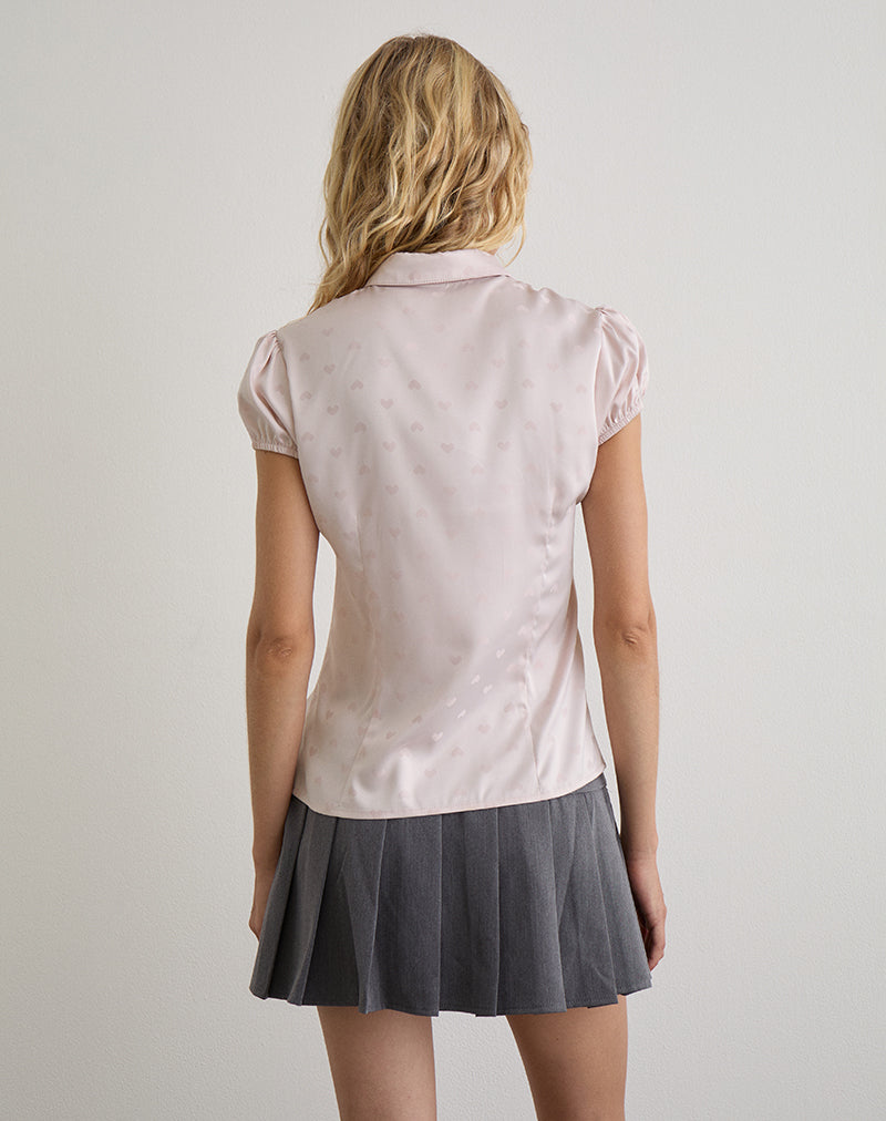 Image of Meline Blouse in Satin Jacquard Pink