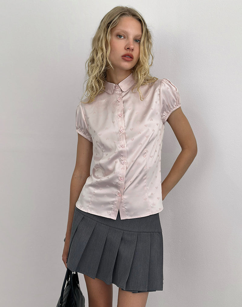 Image of Meline Blouse in Satin Jacquard Pink