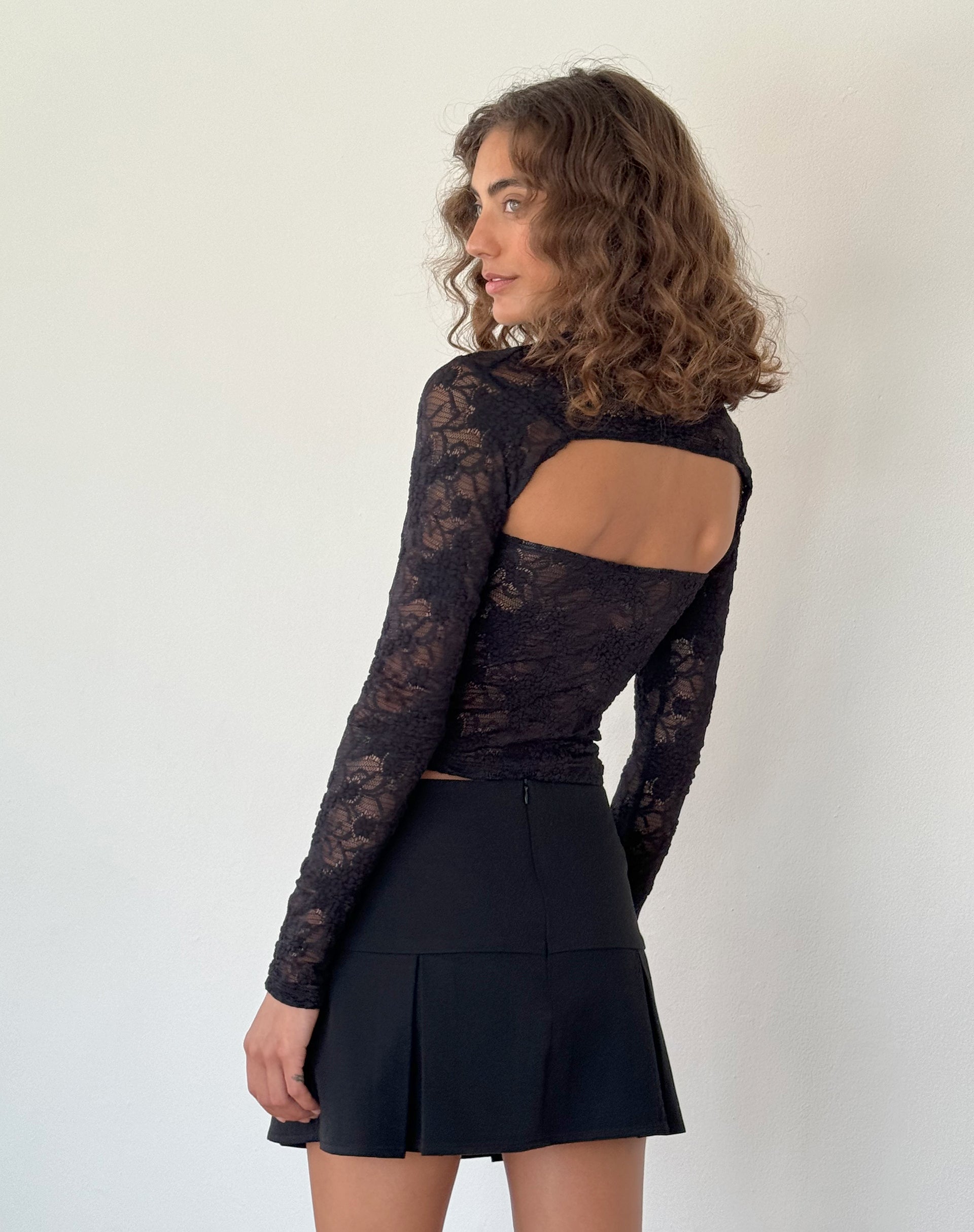 Image of Melvina Bandeau Top and Shrug Set in Lace Black