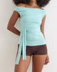Image of Merlene Off Shoulder Top Tie in Rayon Jersey Aqua
