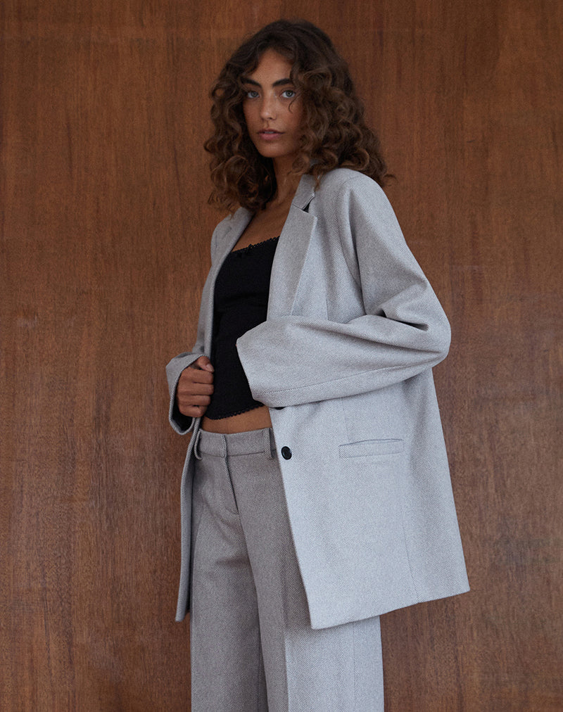 Image of Messeir Faux Wool Blazer in Grey