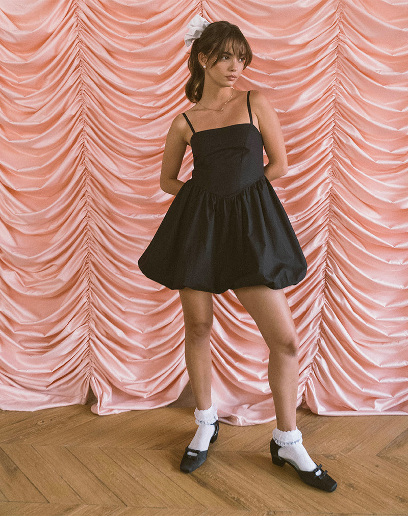 image of Micala Pufball Mini Dress in Black