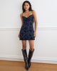 Image of Micaya Mini Dress in Flocked Shimmer Plisse Navy