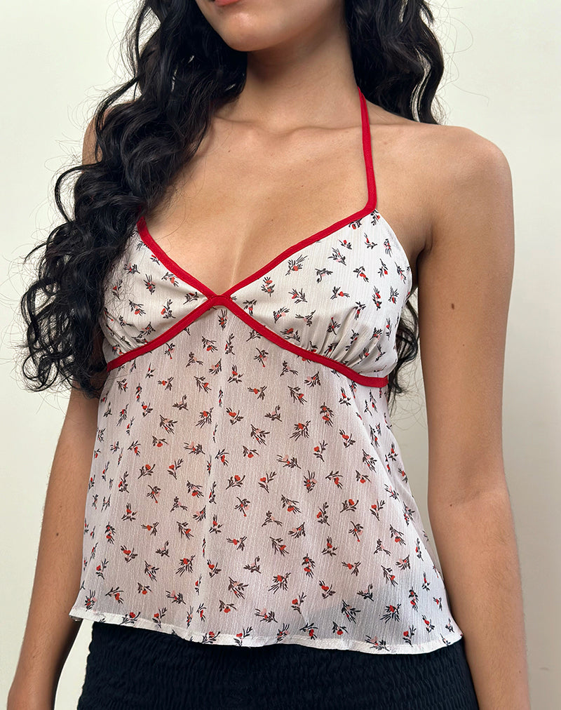 Image of Micha Halter Top in Ditsy Floral Ivory