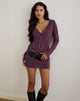 Image of Mihiro Plunge Mini Dress in Cupro Deep Purple