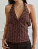 Image of Mikanu Button Down Blouse in Stripe Brown