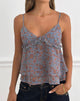 Image of Millar Frill Top in Shadow Blossom Blue Chiffon