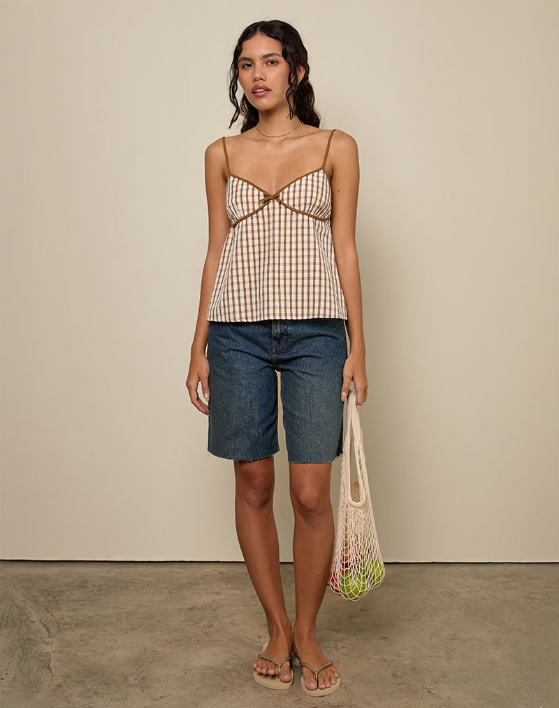 Image of Milota Cami Top in Brown Check