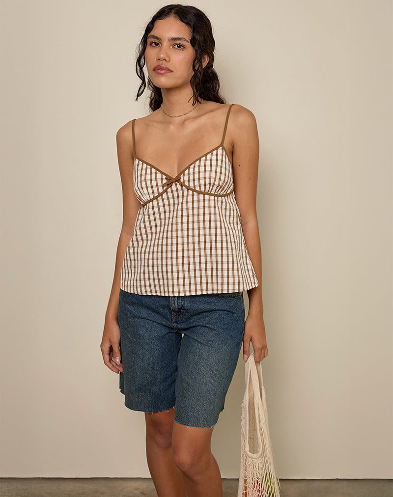 Image of Milota Cami Top in Brown Check