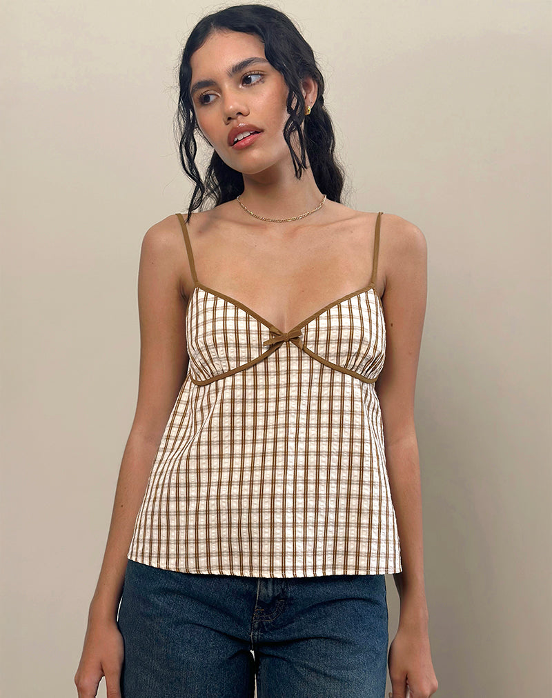 Image of Milota Cami Top in Brown Check