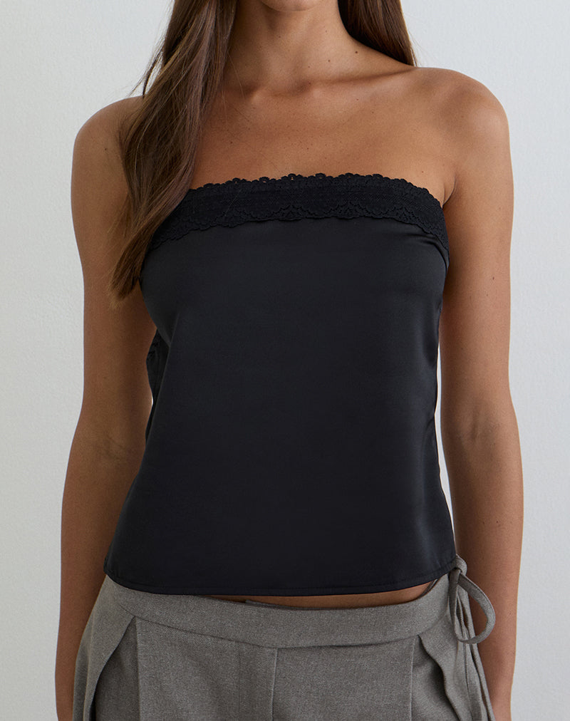 Image of Minae Bandeau Top in Satin Black