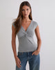 Image of Minari V Neck Twist Top in Knit Grey