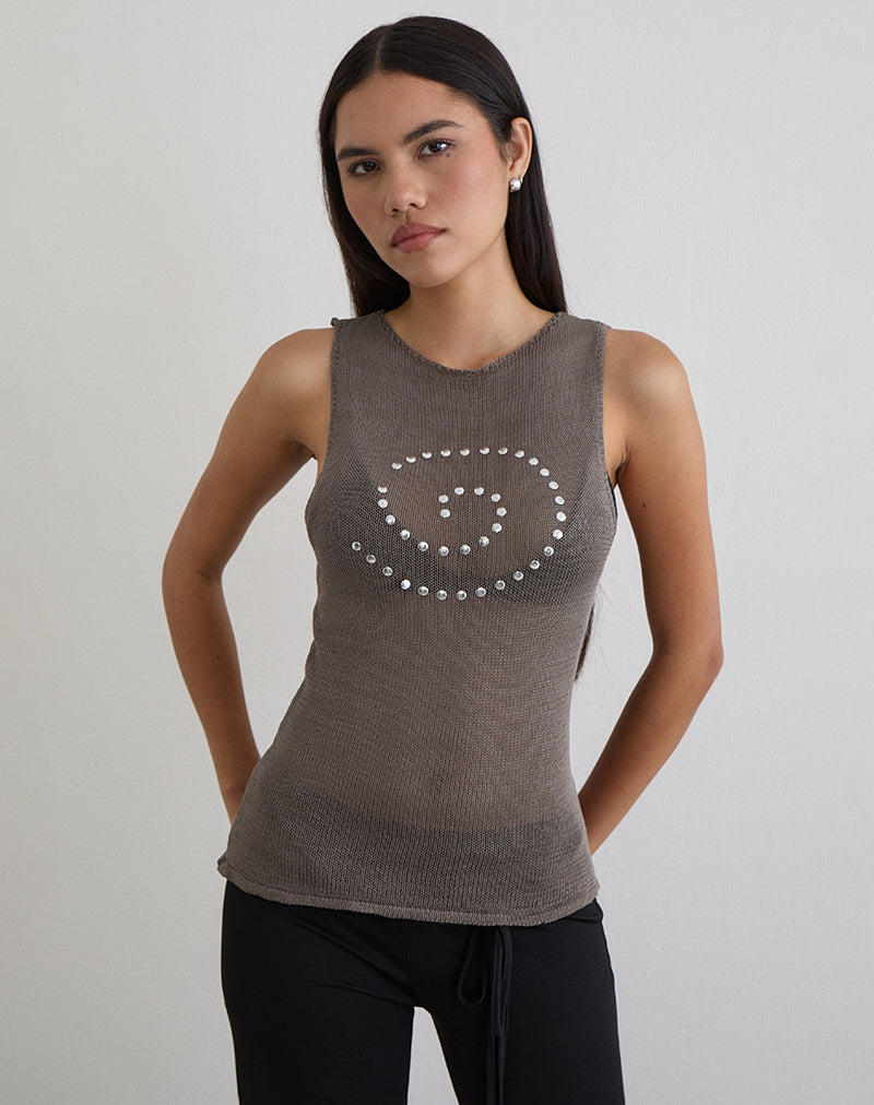Miraya Top in Studded Sheer Knit Iron