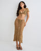 Image of Diora Tie Front Skirt in Crochet Camel