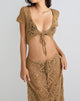 Image of Mirea Grown On Sleeve Shurg Top in Crochet Camel