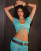 Image of Mirea Shrug Top in Crochet Knit Aqua Sky