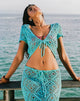 Image of Mirea Shrug Top in Crochet Knit Aqua Sky