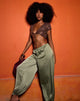 Image of Brizid Balloon Trouser in Crinkle Satin Khaki