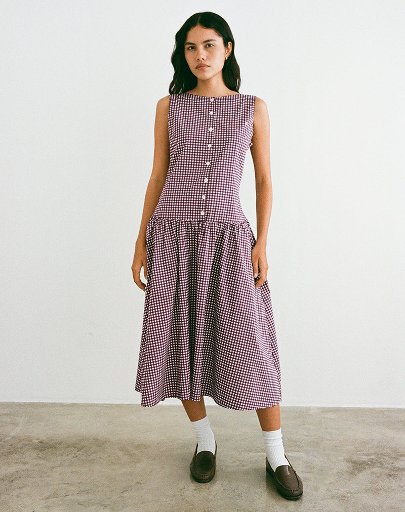 motel rocks red gingham dress Eluned Mini Dress in Gingham Pink