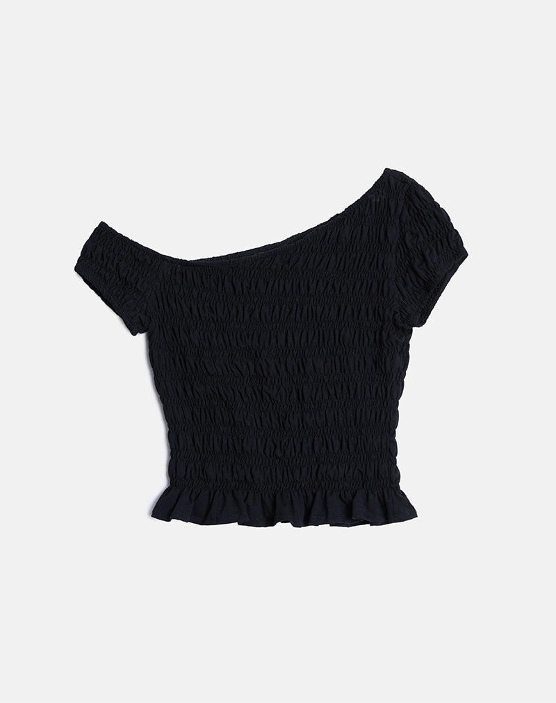Image of Mirita Shirred Top in Black