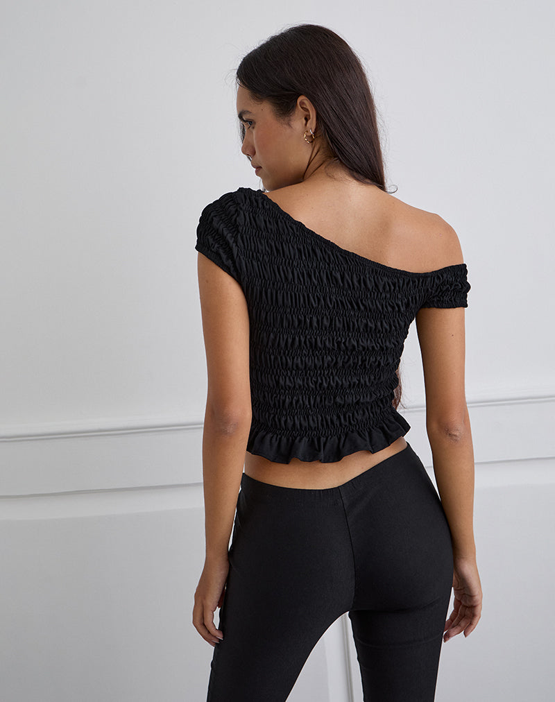 Image of Mirita Shirred Top in Black