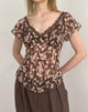 Image of Misaki Top in Chiffon Polka Flower Brown