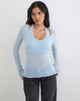 Image of Misora Long Sleeve Top in Sheer Knit Blue