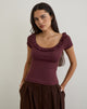 Image of Mitali Top with Ruffle in Pointelle Burgundy