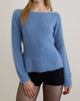Image of Mizuki Bardot Top in Knit Dusty Blue