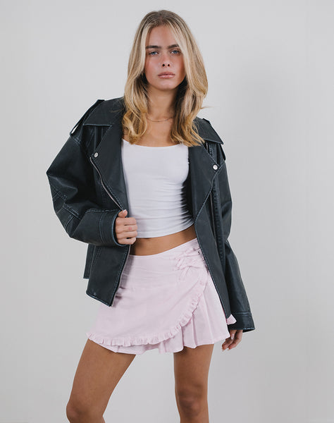 Hot pink leather wrap skirt clearance