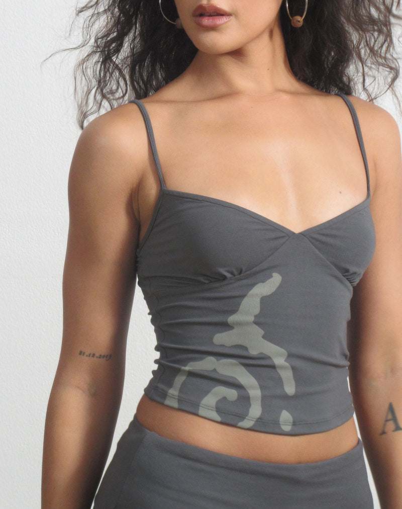 Morty Top in Spiral Charcoal Grey
